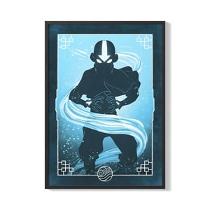Creango - Cuadro Poster Enmarcado Avatar Aang Estilo Agua Decorativo