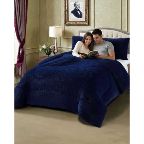 Myl Todo Hogar - Plumón Cubrecama 2 Plazas Sherpa Peludo Invierno Diseño Suave