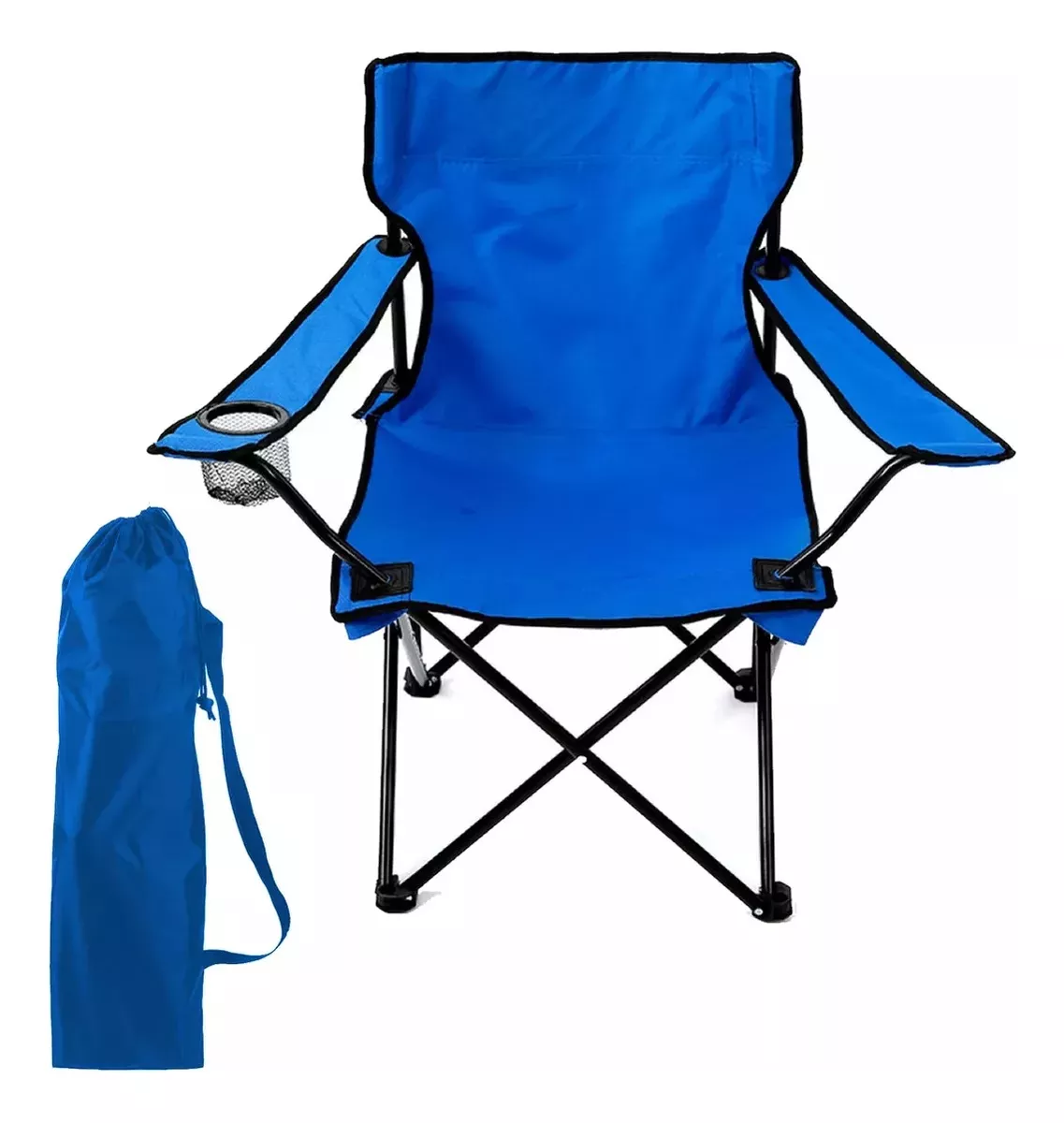 Max - Silla Plegable Portátil Para Camping Playa + Bolsa Azul