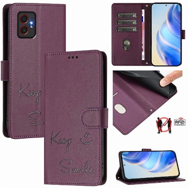 Funda Cartera para Samsung Galaxy XCover7 Pro con Bloqueo RFID, Cierre Magnético y Ranuras Tarjetas Morado