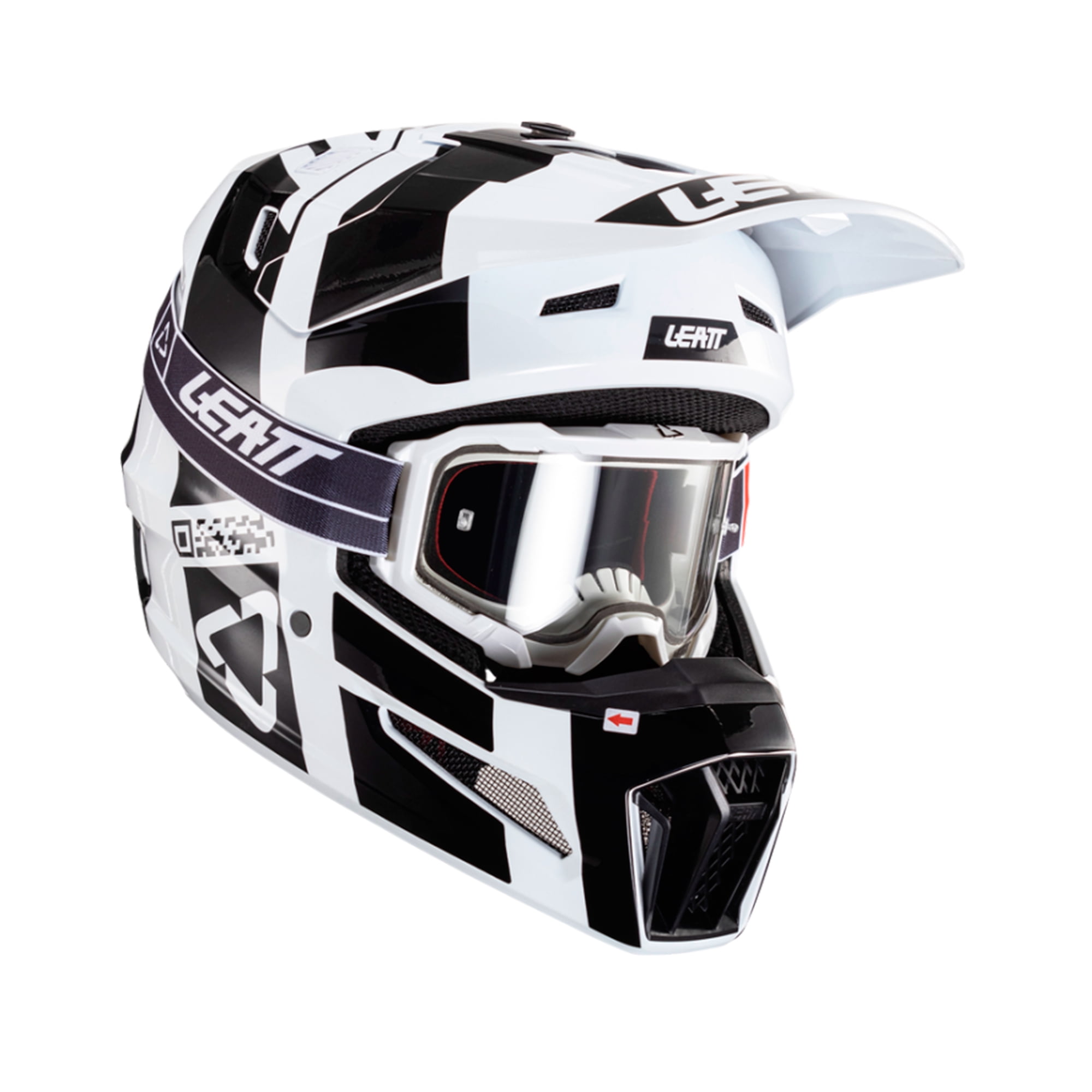Kit Leatt Casco Con Antiparra Moto 3.5 V24 Negro Blanco Xl