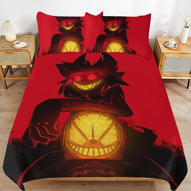 Hazbin Hotel Helluva Boss Bedding Set Duvet Cover Comfortable and Lightweight Cartoon Bedding 3 Piece Bed Set