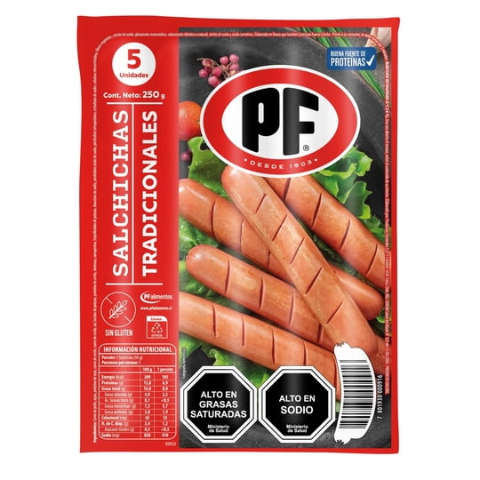 Salchicha Tradicional 5 Un 250 g Pf
