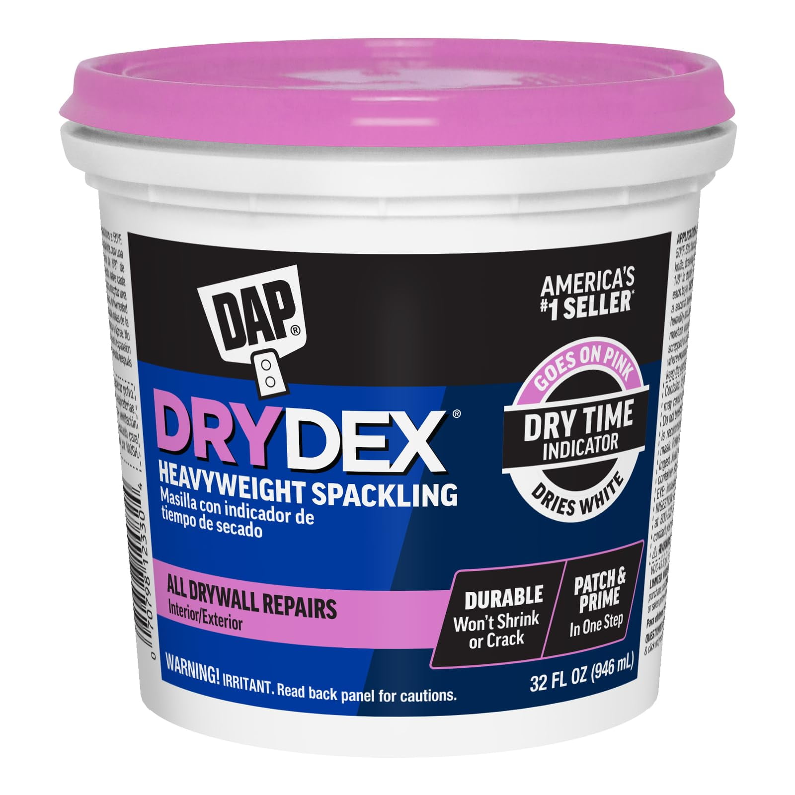 Indicador De Tiempo De Secado Dap Drydex De Spackling, 946 Ml, Rosa Y Blanco