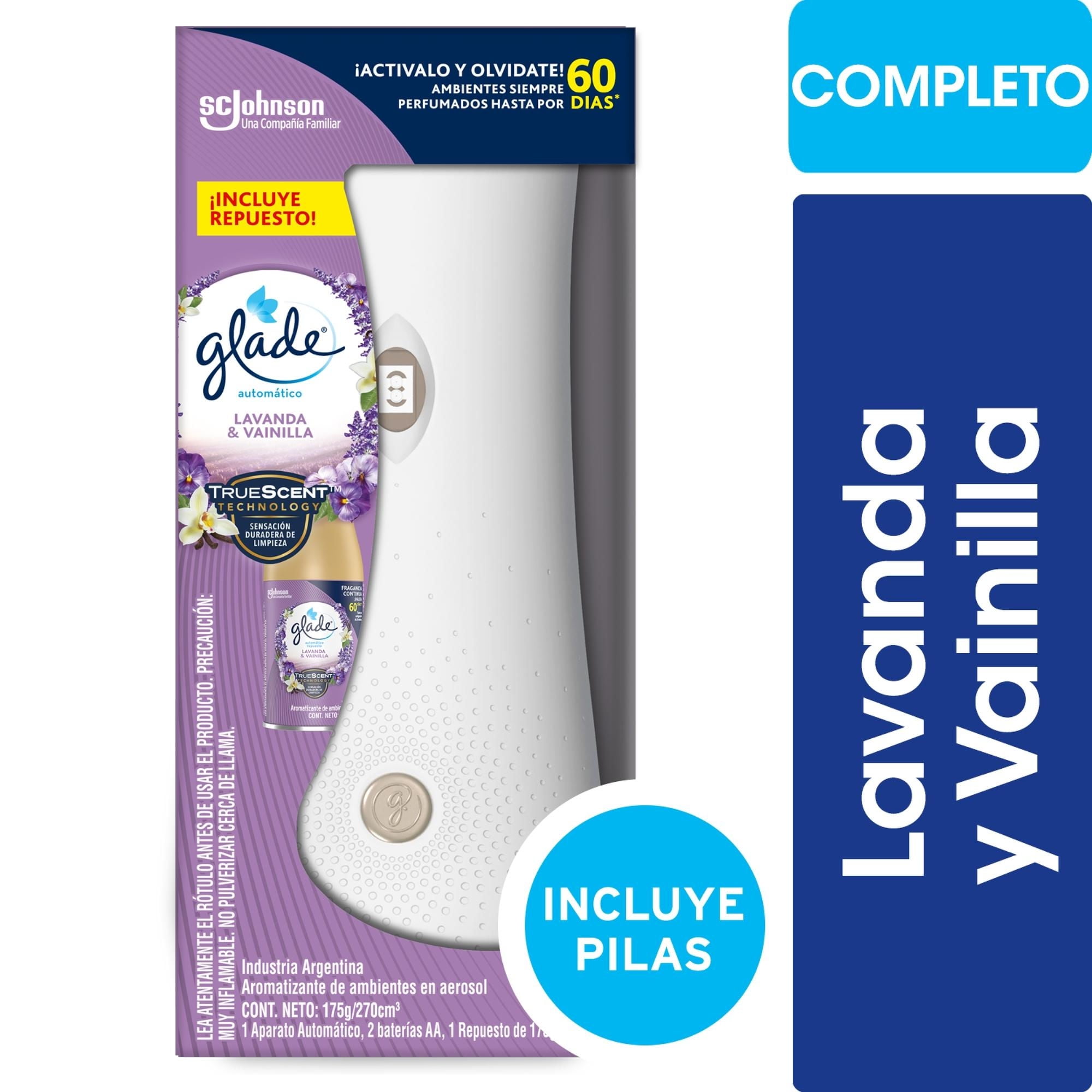 Glade - Aromatizante Ambiental Automático Lavanda Y Vainilla Aparato Y Repuesto Caja