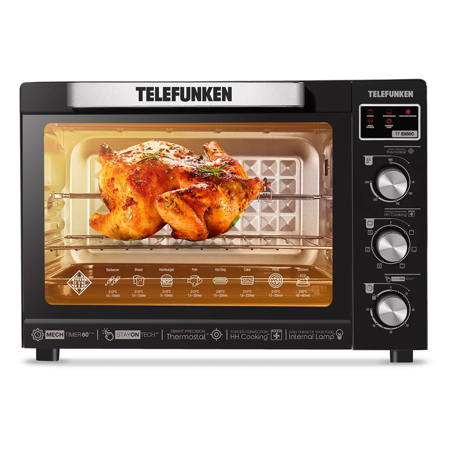 Telefunken - Horno Eléctrico Tf-e850c 80 Litros Negro