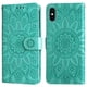 thumbnail image 1 of Funda tipo cartera FOXDOCK para iPhone Xs Max , diseño girasol en relieve, cuero PU, cierre magnético, soporte y tarjetero, 1 of 5