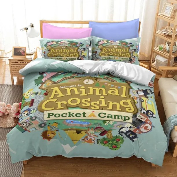 New Game Animal Crossing Digital Printing Bedding Set Boys Cute Duvet Cover Set Bed Set Bed Linens Full Size Bed Sheets