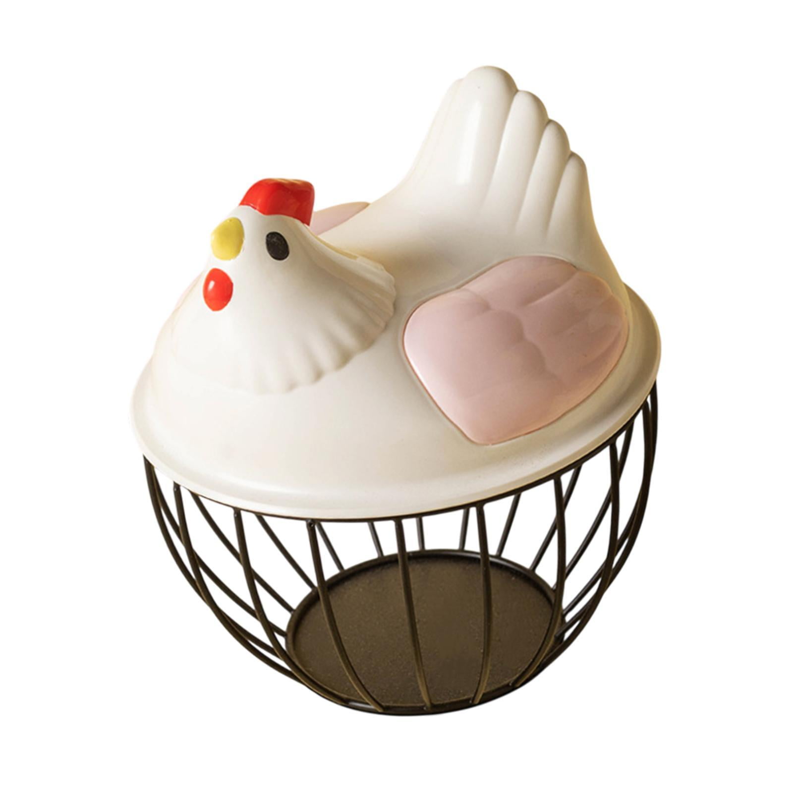Magideal - Cesta De Huevo De Pollo Huevo Contenedor Titular De Alambre De Hierro Portátil Huevo De Pollo Titular Encimera De Recogida De Huevos Cesta Para , Raya Negra Rosada