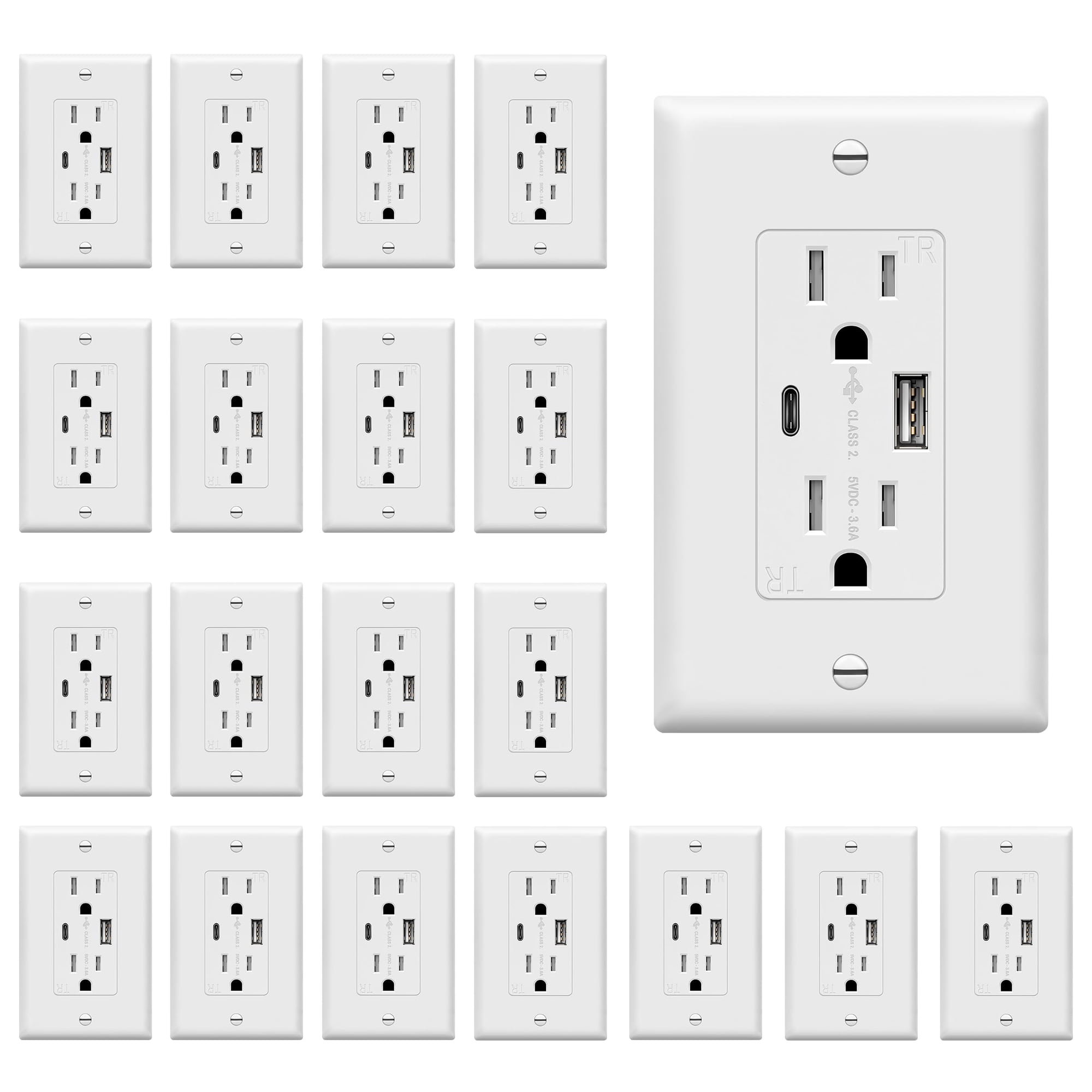 Salida Usb Topgreener Tu21536ac 3.6a Tipo C Y Tipo A 15a