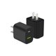 thumbnail image 1 of Bloque de carga USB C, 20 W, doble puerto, carga rápida, paquete de 2, negro, 1 of 7