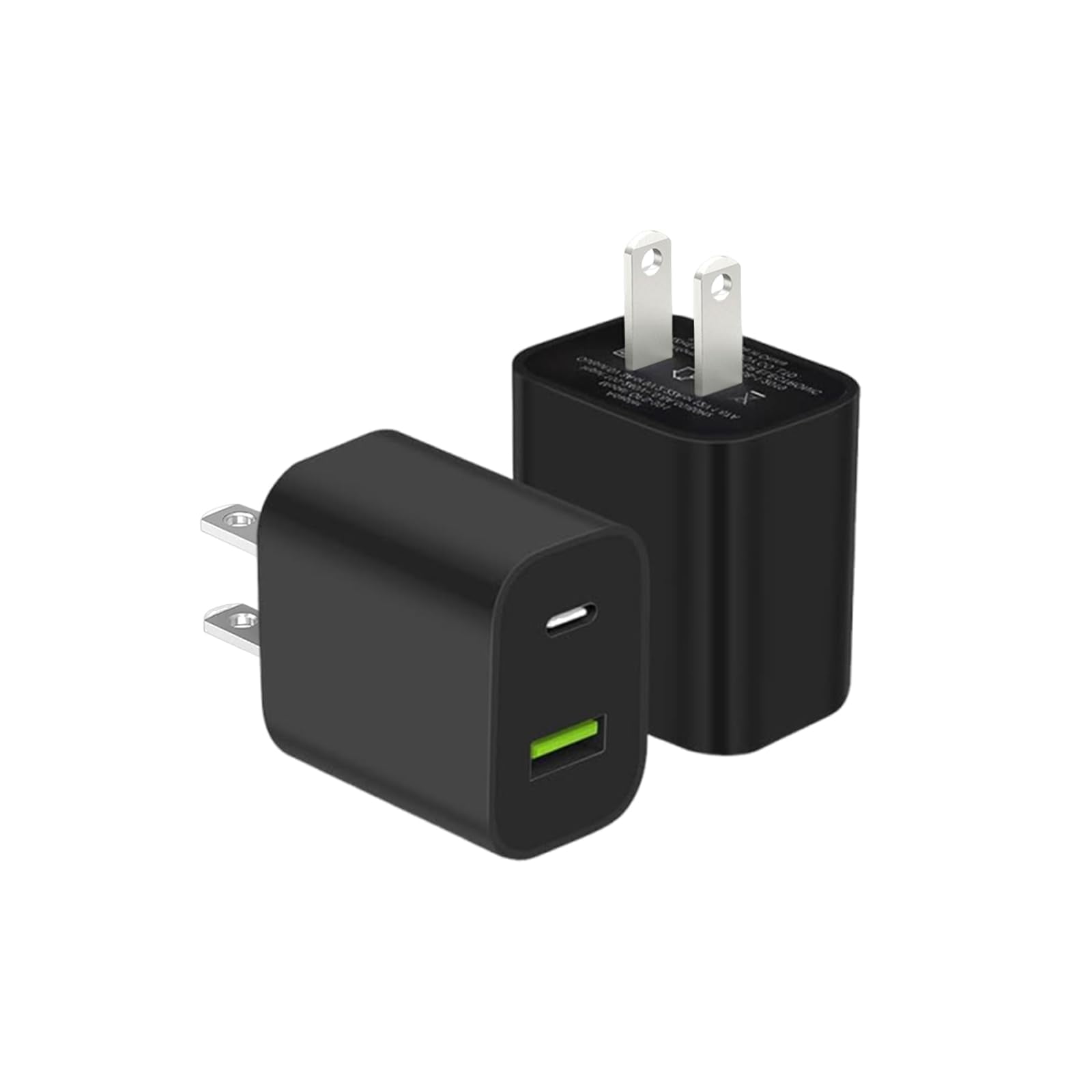 Dengwenqiang - Bloque De Carga Usb C, 20 W, Doble Puerto, Carga Rápida, Paquete De 2, Negro