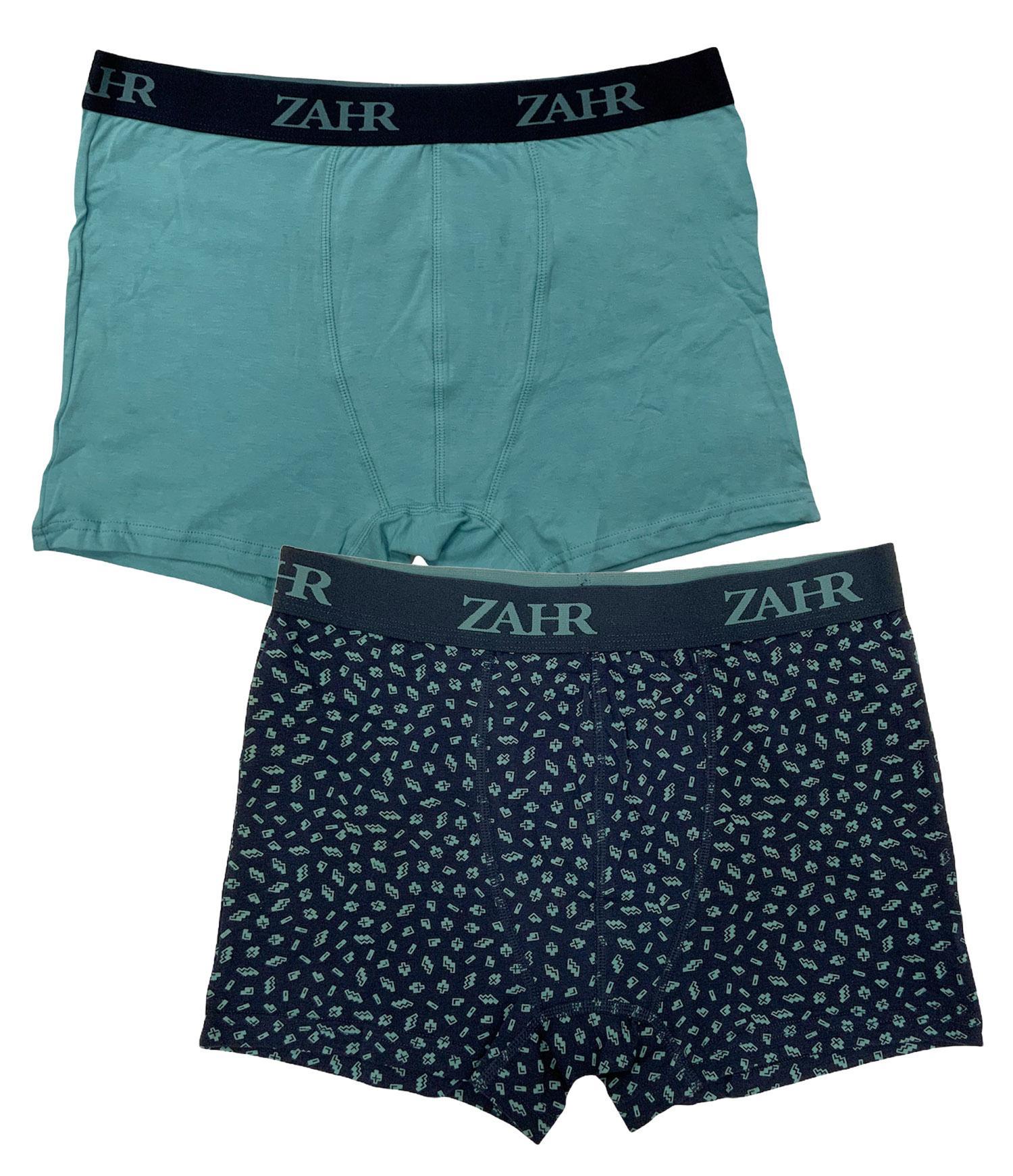 Zahr - Pack De 2 Boxers Celeste Y Estampado