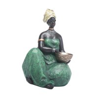 Magideal - Estatua De Mujer Africana, Escultura Coleccionable, Decoración Del Hogar, Arte Decorativo, Figuras Tribales De Dama Para Inauguración De La Casa, Mamá 16Cmx24Cm Sentado
