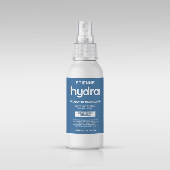 hydra fijador de maquillaje Etienne make up Sin color y bruma facial ácido hialurónico