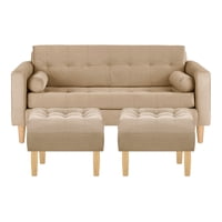 Bodevir - Sofa Retro 3C + 2 Pouf Felpa 05 Beige