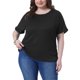 thumbnail image 1 of Agnes Orinda Camisetas Texturizadas para Mujer de Talla Grande con Mangas Cortas Enrolladas Cuello Redondo Blusas Básicas Casuales 2X Negro, 1 of 6