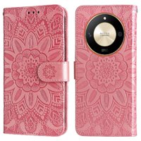 Funda Tipo Cartera Foxdock Para Honor X9B , Diseño Girasol En Relieve, Cuero Pu, Cierre Magnético, Soporte Y Tarjetero