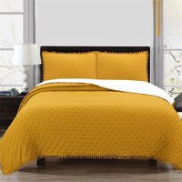 Todo Hogar Santiago De Chile - Cubrecama De Algodón Con Pompones 1.5P - Mostaza