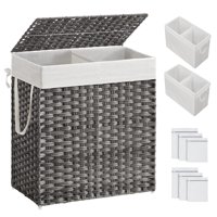 Cesto De Ropa Songmics 110 L Con Tapa Y 2 Bolsas Forradas, Color Gris Ulcb52Wg