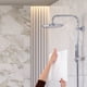 thumbnail image 4 of Uxcell 10 piezas de azulejos de mármol autoadhesivos, panel de pared impermeable para salpicaduras, azulejos de ducha autoadhesivos de 12"x12" para baño, diseño clásico blanco, 4 of 7