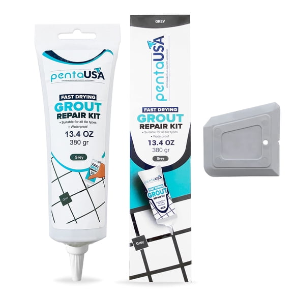 Kit de reparación de lechada PENTAUSA para baldosas, 380 g, con lechada flotante, gris