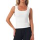 thumbnail image 1 of Camiseta sin mangas de algodón para mujer INSPIRE CHIC con cuello redondo y tirantes anchos XS Blanca, 1 of 6