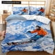 thumbnail image 1 of v1003 Bed Sheets Skiing Duvet Cover Set Snow Mountain Comforter Cover Extreme Sports Game Polyester Quilt Cover Snowboard Double Queen King Size 3-Piece Bedding Set (1 Duvet Cover + 2 Pillow Shams) Be, 1 of 5
