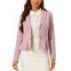 thumbnail image 1 of INSPIRE CHIC Blazer corto de trabajo para mujer, atuendo de regreso a clases para maestras, cuello con solapa, manga larga, chaqueta casual de oficina con volantes, talla S, color rosa, 1 of 6