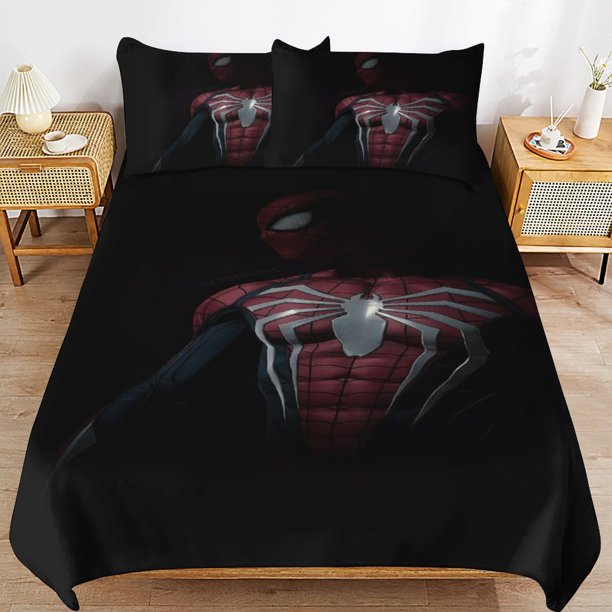 Spider-Man Bedding Sets Ultra Soft Skin-Friendly Duvet Cover 3 Piece, Cute Comforter Cover Bed Set for Boys Girls Kids