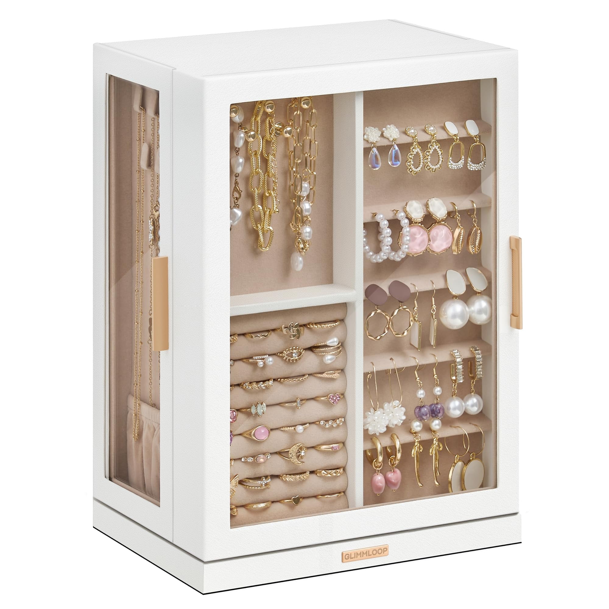 Caja Para Joyas Glimmloop Giratoria 360° De 7 Cajones, Blanca