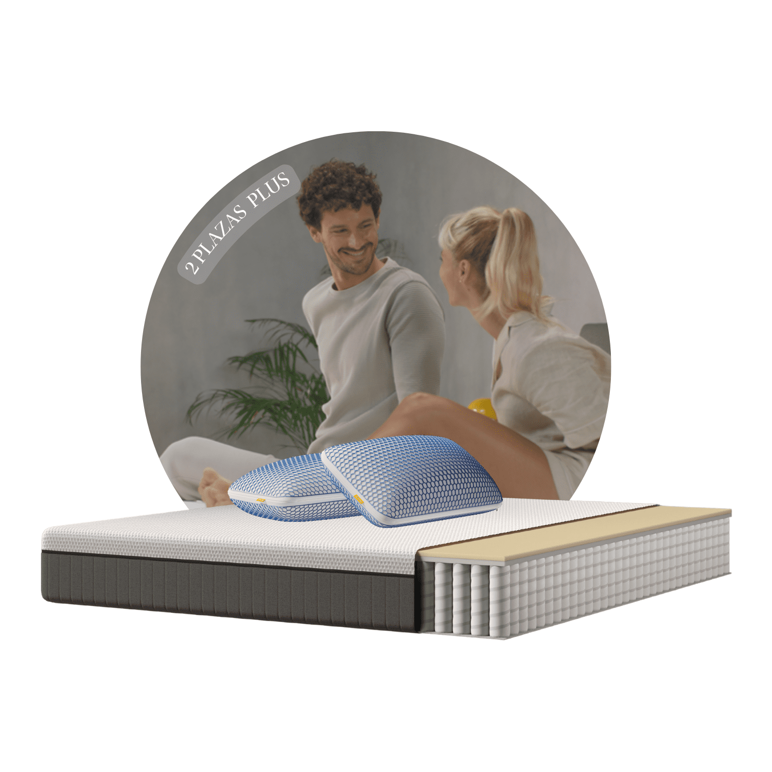 Emma - Pack Confort Premium 2 Plazas Plus+ 2 Almohadas Elite