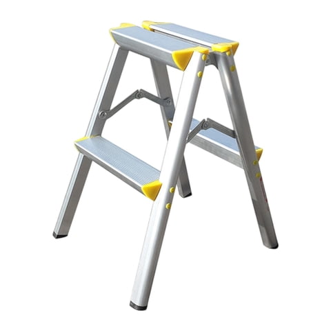 Magideal - Escalera Plegable De Aluminio Con Pedales Anchos, Doble Cara, Taburete De Dos Peldaños, Antideslizante, Para Coches, Salones De Belleza Y Supermercado