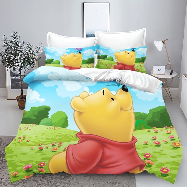 v1795 Bed Sheets Winnie the Pooh Anime Duvet Cover Set Comforte Printed Cartoon Twin Size Bedding Sets Christmas Gifts -piece 3-Piece Bedding Set (1 Duvet Cover + 2 Pillow Shams) Bed Sheets ju1795