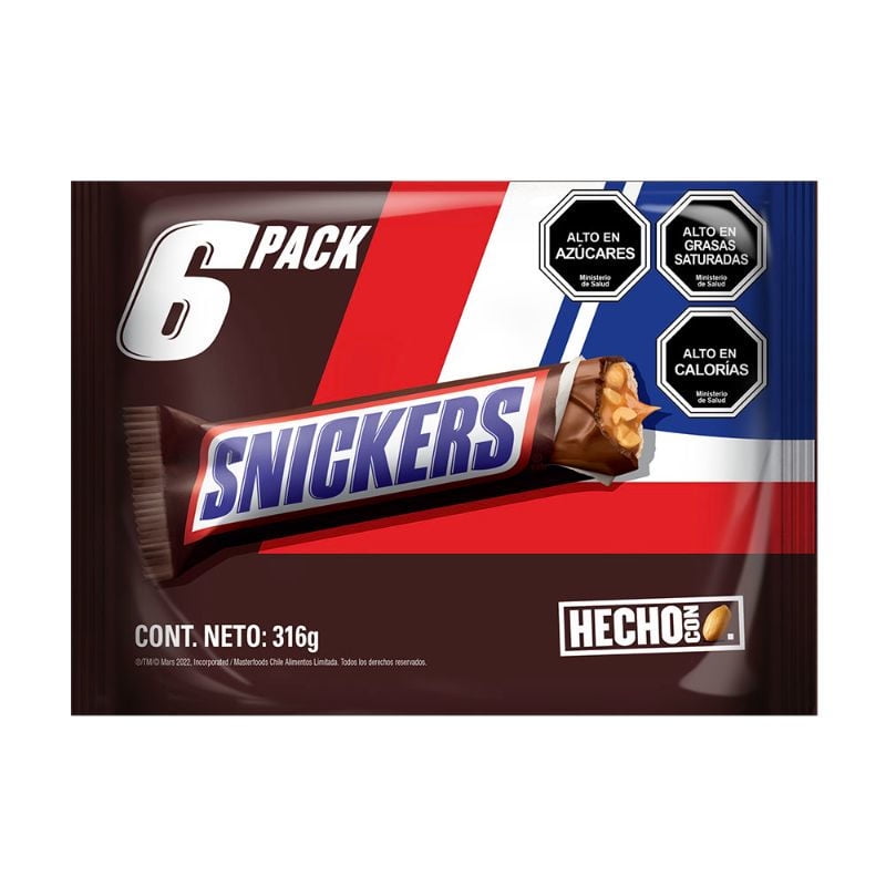 Barra De Chocolate Con Leche Y Maní 6 Un Snickers