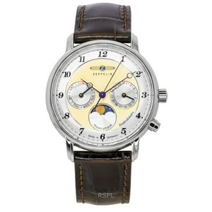 Zeppelin - Reloj Quartz Para Mujer Friedrichshafen Correa De Cuero Dial Dorado 85375