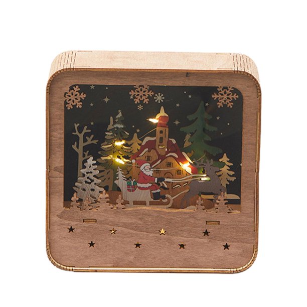 Casa De Nieve Navideña, Regalo De Navidad Para Niños, Cabaña De Troncos Brillante Para Fiesta, Casa De Vacaciones, Color Madera Cuadrado