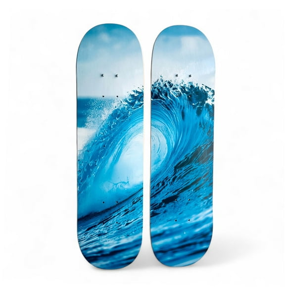 Set Cuadros Mural Tabla Skate Ola De Mar