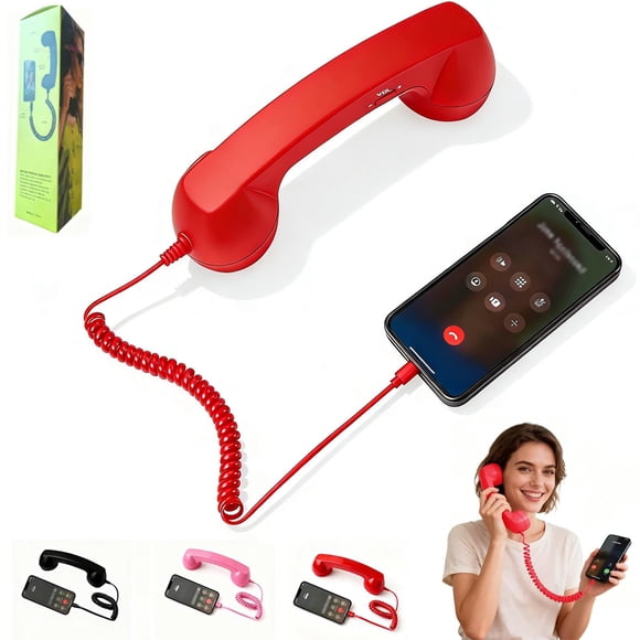 Auricular retro VEANXIN para dispositivos con Type-C (rojo)
