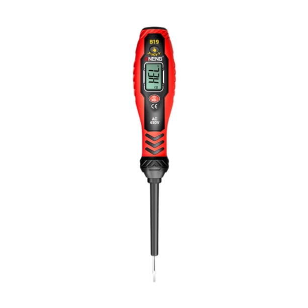 Comprobador de voltaje digital de alto par, bolígrafo portátil resistente al desgaste, herramienta de medición de voltaje para el hogar y la oficina. Rojo