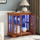 thumbnail image 3 of Gabinete de pantalla led Curio,Gabinete de pantalla antiguo con estantes ajustables,Retro diseño de calidad con puertas de rejilla Elegante estantería y armario de almacenamiento, 3 of 6