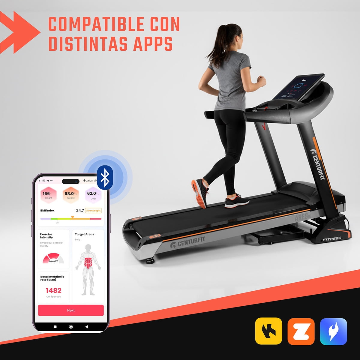 Centurfit - Trotadora Electrica Pro 18km/h 4.2 Hp 15niv Autoinclinacion