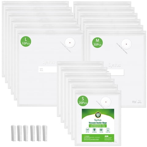 Bolsas Para Selladora Al Vacío Syntus 2025 Mejoradas 60 Piezas (S+M+L) Para Alimentos
