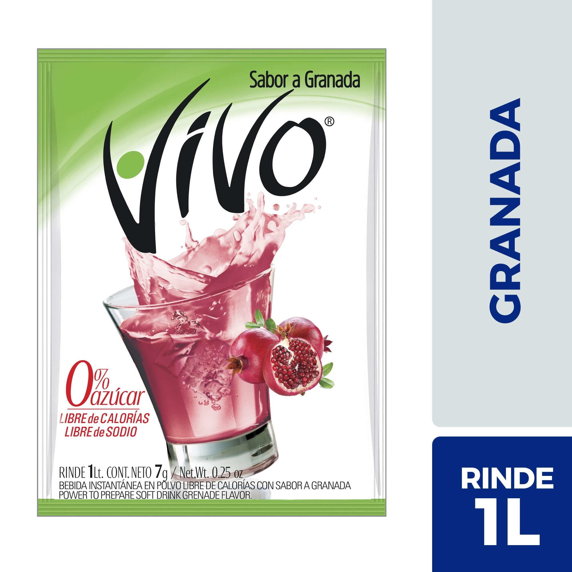 Jugo En Polvo Libre De Azúcar Sabor Granada Sobre 7 g Vivo