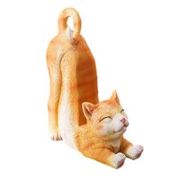 Bothyi - Estatuilla De Gato, Soporte Para Teléfono, Escultura Animal Antideslizante Para Estante, Regalo De Mesa, Naranja