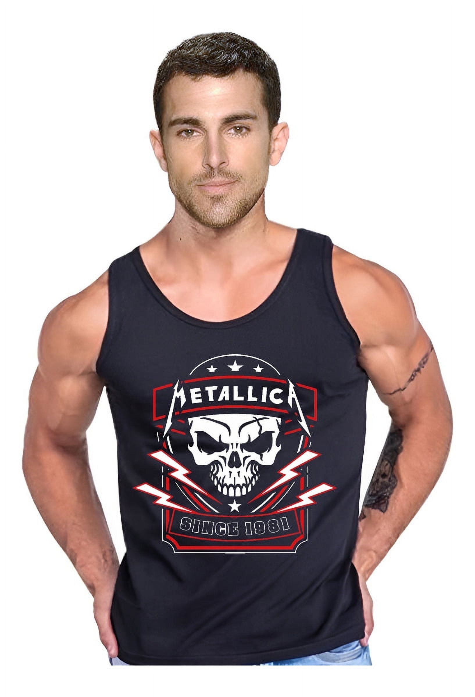 Persodesign - Polera Diseño Metallica 1981 Musculosa Tank Gym Life Talla S Negro Hombre