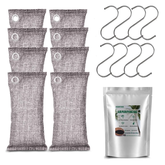 Absorbedor de Olores HANYAN 8x100 g Bolsas de Carbón de Coco