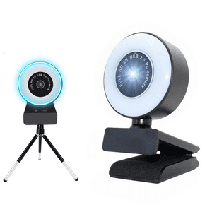 Genérico - Camara Para Video Conferencia Webcam Con Luz Pc Streaming 2K Negro