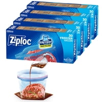 Ziploc - Bolsas De Almacenamiento De Alimentos Para Congelar, Con Cierre Hermético, Galón, 30 Unidades X 4