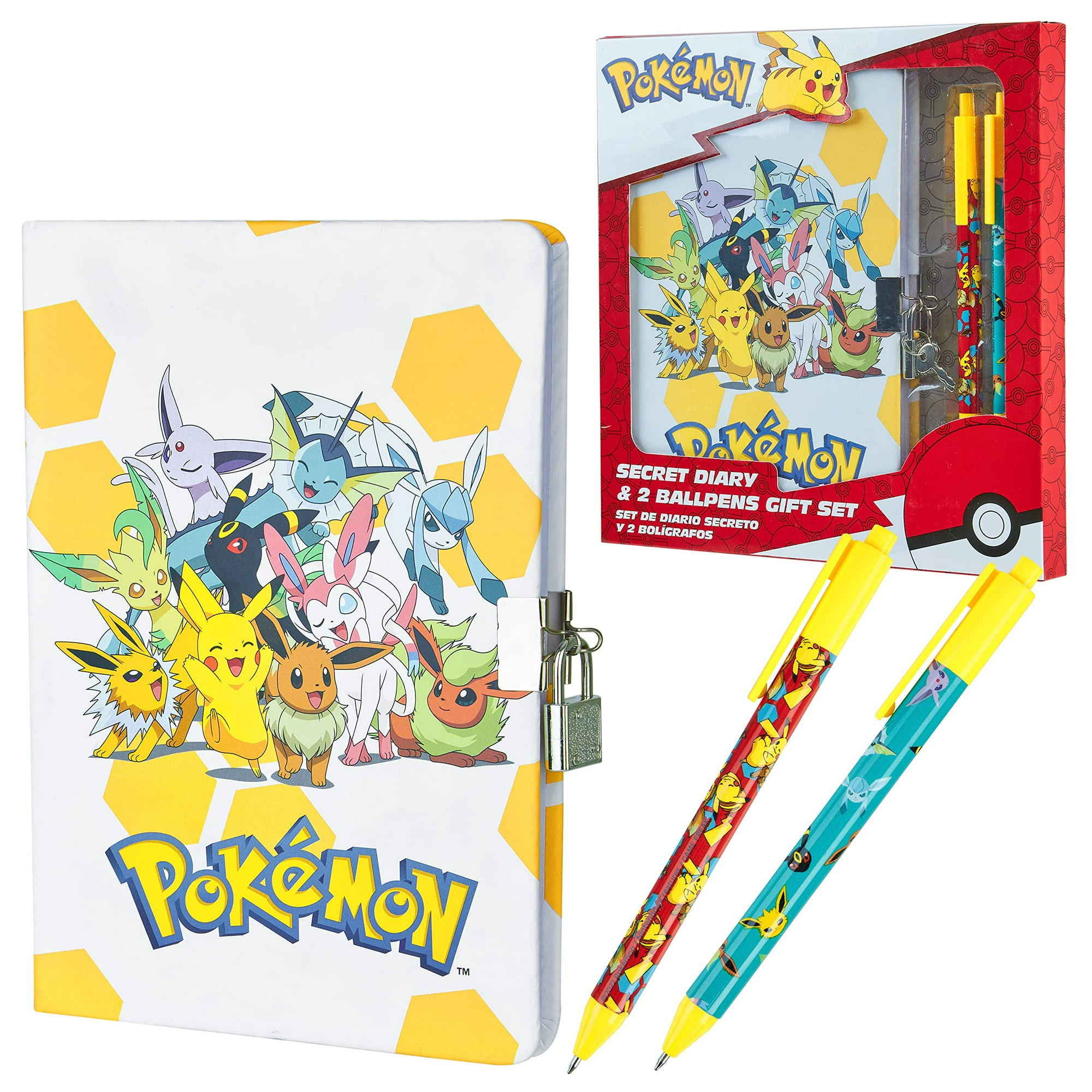 Set De Papelería Pokémon Secret Dairy Notebook Con Candado Para Niños